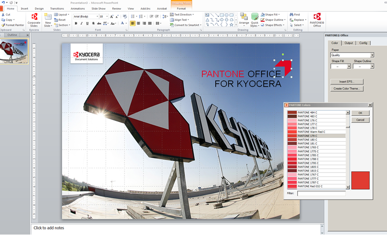 Screenshot of Pantone Office Interface in Microsoft Powerpoint